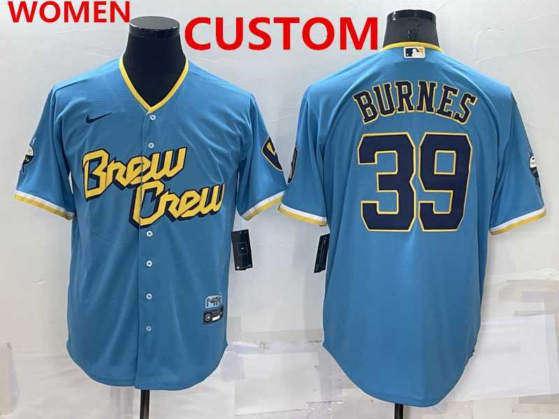 Women's Milwaukee Brewers Custom Blue 2022 City Connect Cool Base Stitched Jersey,We sell and wholesale Women's Milwaukee Brewers Custom Blue 2022 City Connect Cool Base Stitched Jersey on line form chian!